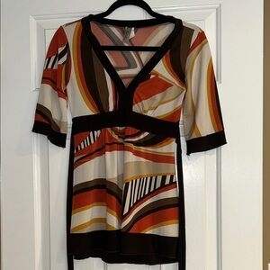 Multicolor V-Neck Women's Top